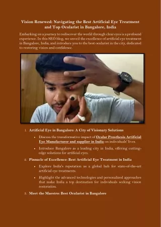 Vision Renewed Navigating the Best Artificial Eye Treatment and Top Ocularist in Bangalore, India