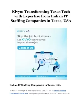 Indian IT Staffing Companies in Texas USA