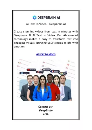 Ai Text To Video | Deepbrain AI