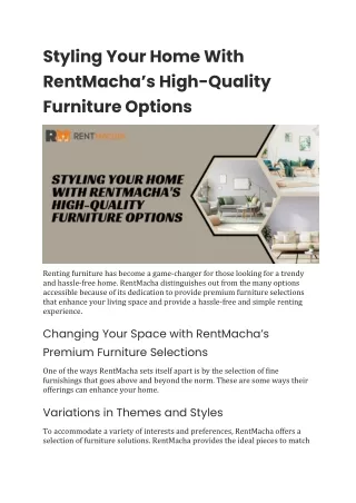 Styling Your Home With RentMacha