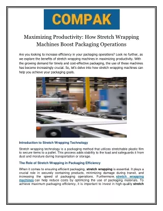 Maximizing Productivity How Stretch Wrapping Machines Boost Packaging Operations