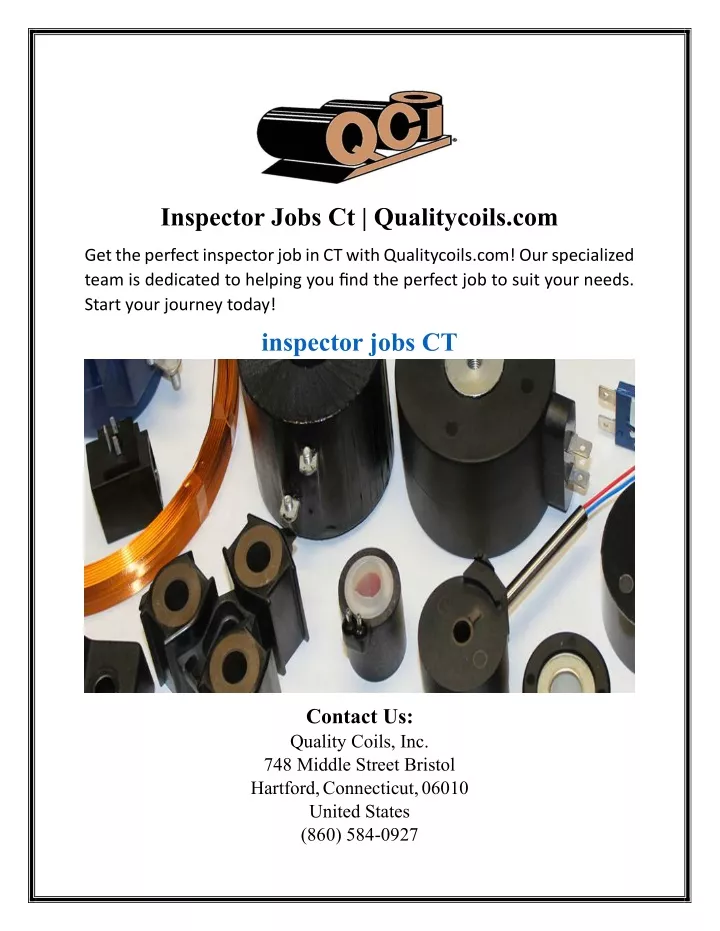 inspector jobs ct qualitycoils com
