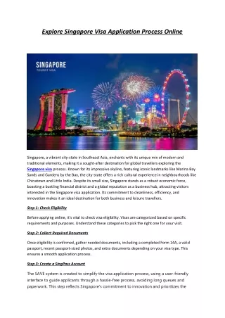 Explore Singapore Visa Application Process Online