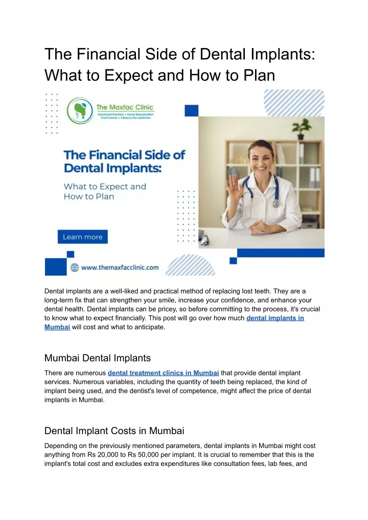 the financial side of dental implants what