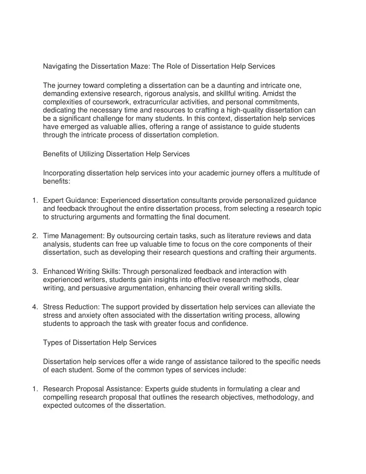 navigating the dissertation maze the role