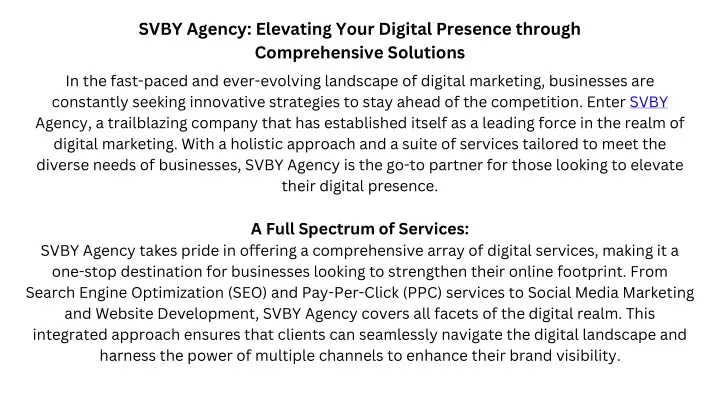 svby agency elevating your digital presence
