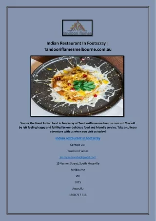 Indian Restaurant In Footscray | Tandooriflamesmelbourne.com.au