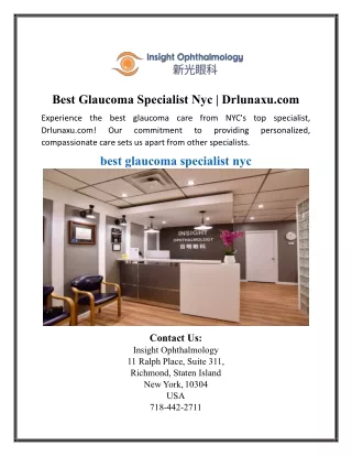 Best Glaucoma Specialist Nyc | Drlunaxu.com