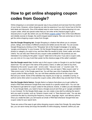 How to get online shopping coupon codes from Google