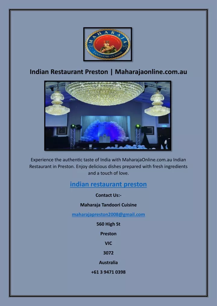 indian restaurant preston maharajaonline com au
