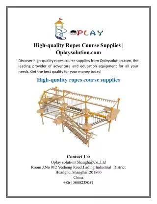 High-quality Ropes Course Supplies | Oplaysolution.com