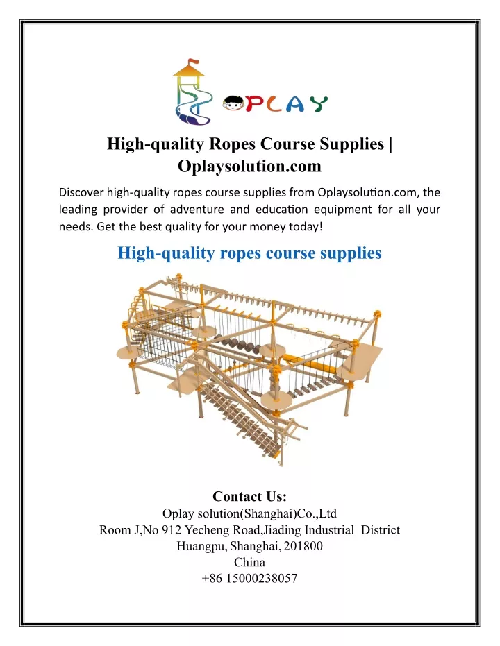 high quality ropes course supplies oplaysolution