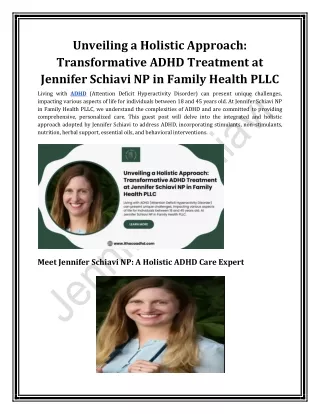 Unveiling a Holistic Approach_ Transformative ADHD Treatment at Jennifer Schiavi NP in Family Health PLLC