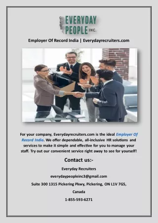 Employer Of Record India | Everydayrecruiters.com