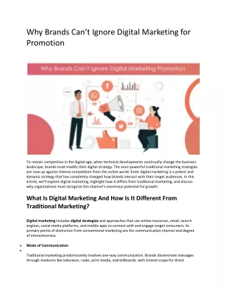 Why Brands Can’t Ignore Digital Marketing for Promotion