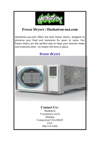 freeze dryers hashatron usa com