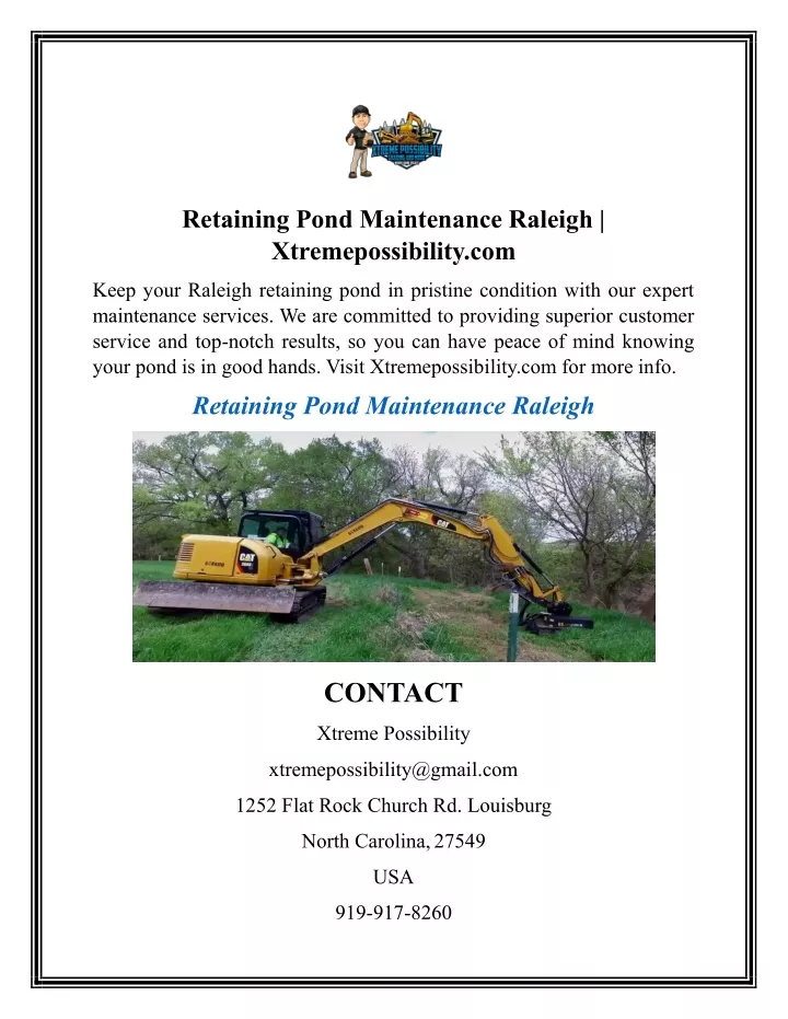 retaining pond maintenance raleigh