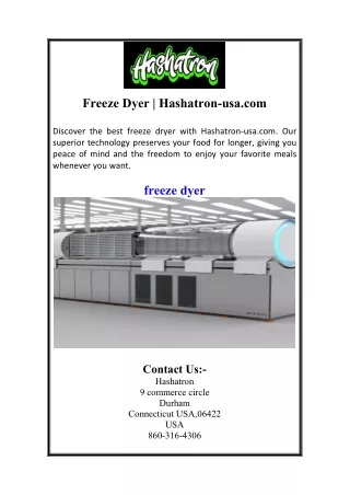 freeze dyer hashatron usa com