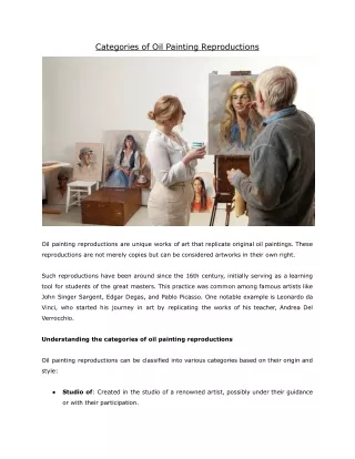 Categories of Oil Painting Reproductions