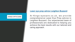 Laser Eye Prep Advice Leighton Buzzard  Kings-eyecare.co.uk