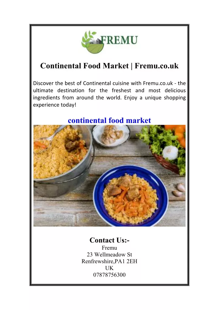 continental food market fremu co uk