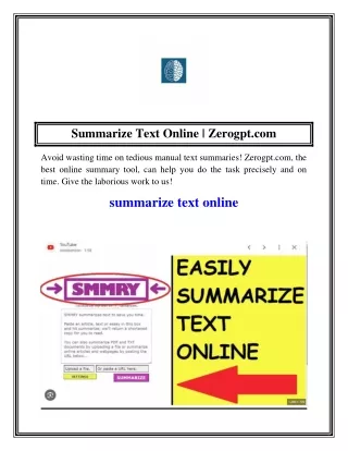 Summarize Text Online  Zerogpt.com