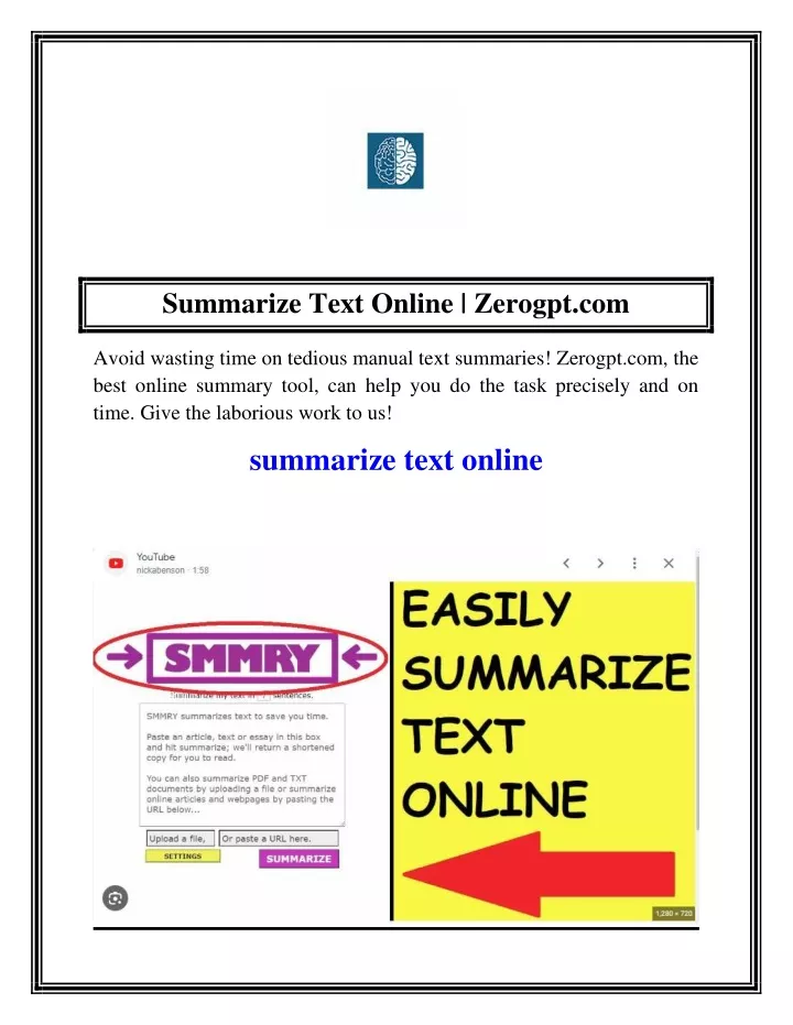 summarize text online zerogpt com