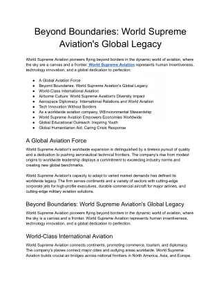 World Supreme Aviation's