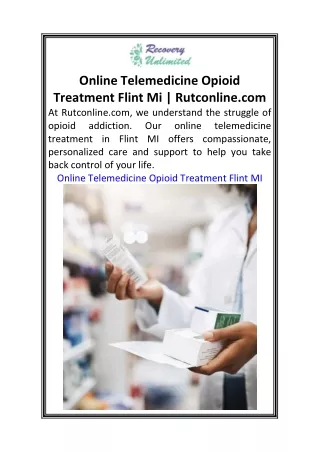 Online Telemedicine Opioid Treatment Flint Mi Rutconline.com