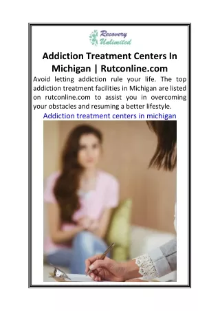 Addiction Treatment Centers In Michigan  Rutconline.com