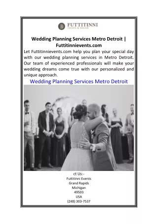 Wedding Planning Services Metro Detroit  Futtitinnievents.com
