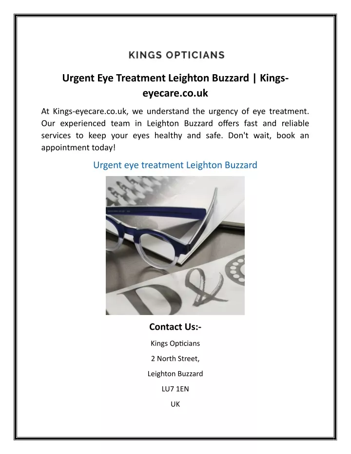 urgent eye treatment leighton buzzard kings