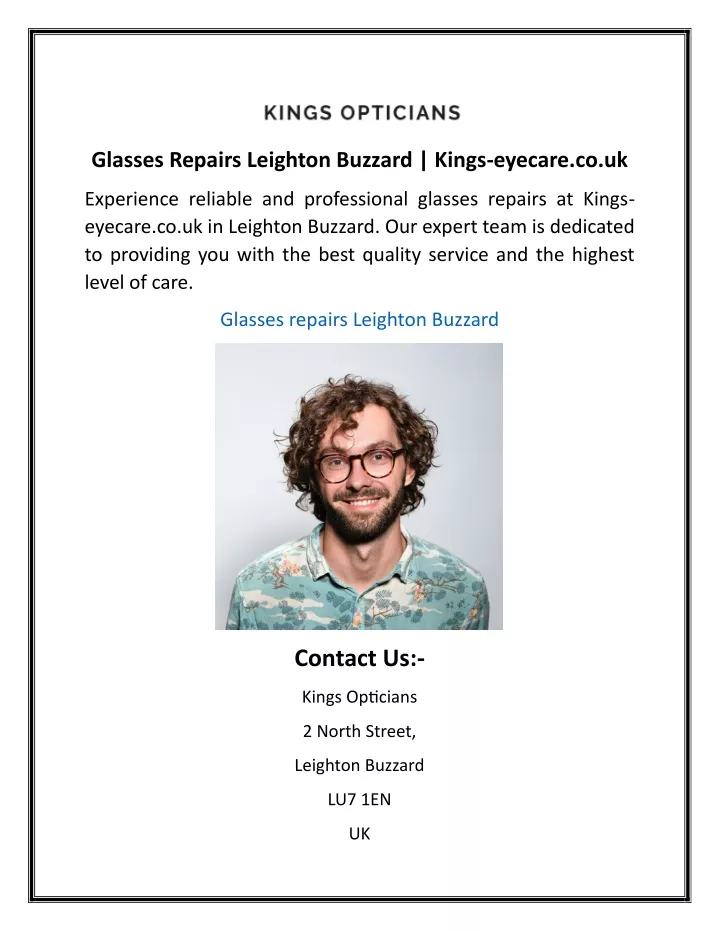 glasses repairs leighton buzzard kings eyecare