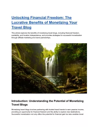 Unlocking Financial Freedom_ The Lucrative Benefits of Monetizing Your Travel Blog