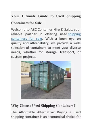 Used Shipping Containers for Sale