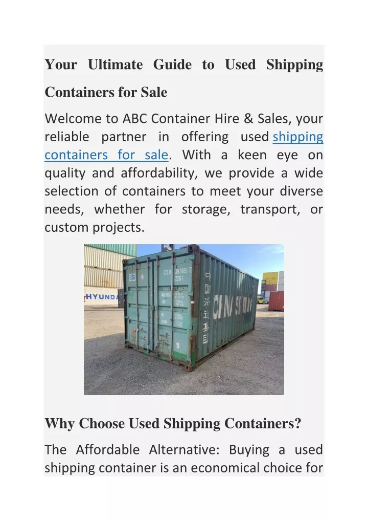 your ultimate guide to used shipping