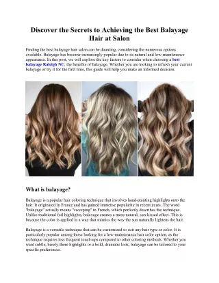 Discover the Secrets to Achieving the Best Balayage Hair at Salon
