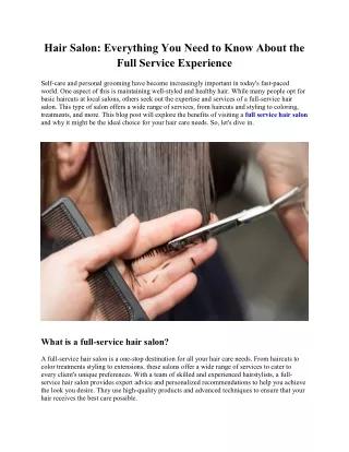 Hair Salon Everything You Need to Know About the Full Service Experience