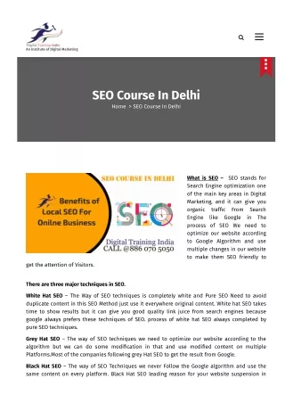 seo training course in delhi