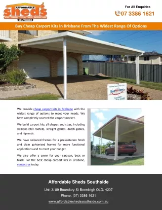 Buy Cheap Carport Kits In Brisbane From The Widest Range Of Options