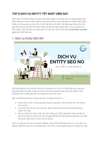 TOP 8 DỊCH VỤ ENTITY TỐT NHẤT HIỆN NAY