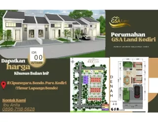 KPR, 0896-7118-5628 Rumah diJual Type 40 Kediri GSA Land