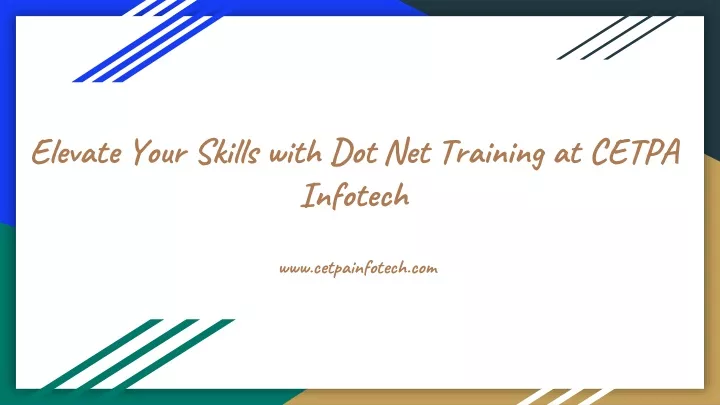 elevate your skills w ith dot net training at cetpa infotech
