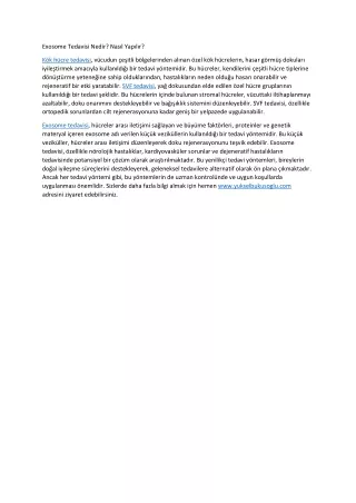 exosome tedavisi nedir nas l yap l r
