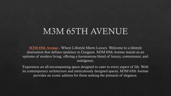 m3m 65th avenue