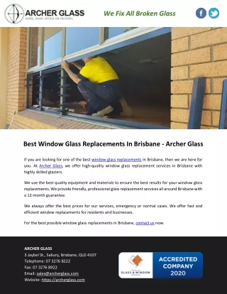 Best Window Glass Replacements In Brisbane - Archer Glass