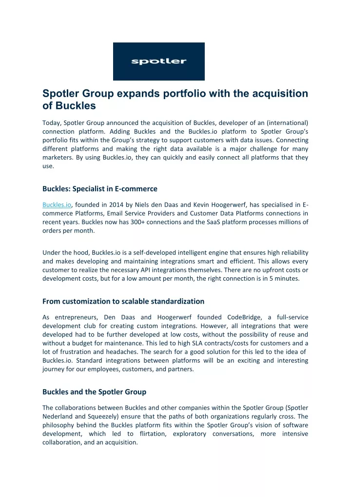 spotler group expands portfolio with