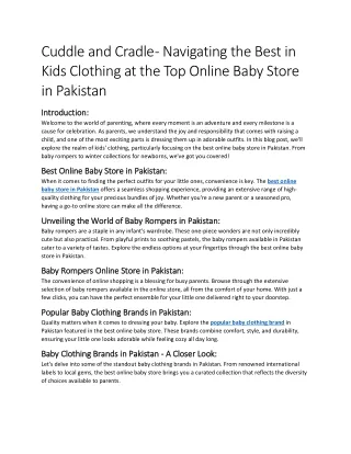 Cuddle and Cradle - Navigating the Best in Kids Clothing at the Top Online Baby