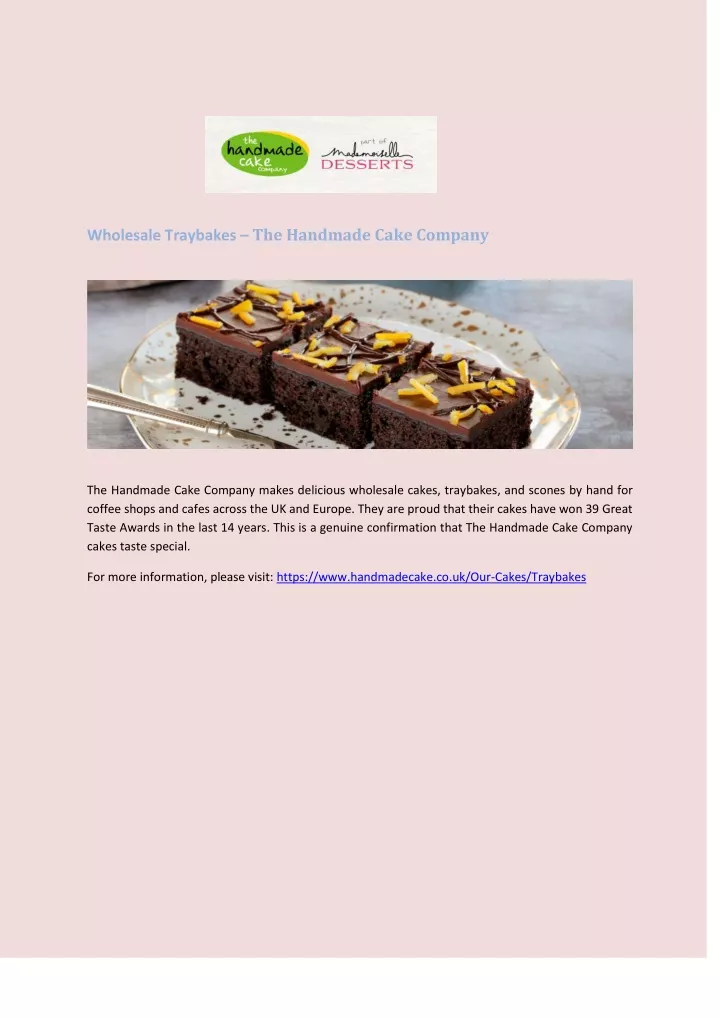 wholesale traybakes the handmade cake company