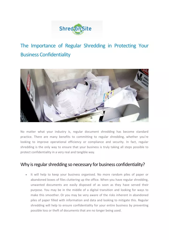 the importance of regular shredding in protecting